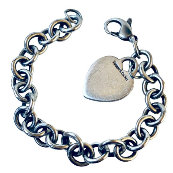 Tiffany & Co Sterling Silver Chain Link Bracelet Classic Heart Tag Charm - Picture 8 of 10